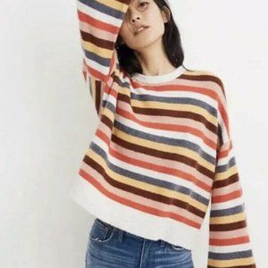Madewell Cardiff Bell Sleeve Striped Crew Neck Sweater - XS
